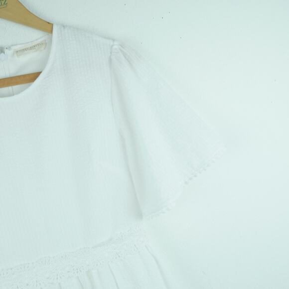 Rachel Parcell XS Dress White Seersucker Cottagecore Preppy Country Club Dainty - Picture 3 of 9